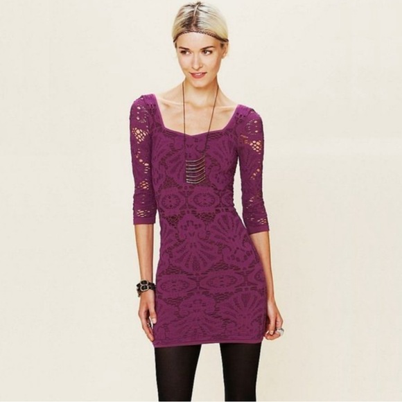FREE PEOPLE Seamless Medallion Lace Bodycon Dress - Picture 3 of 7